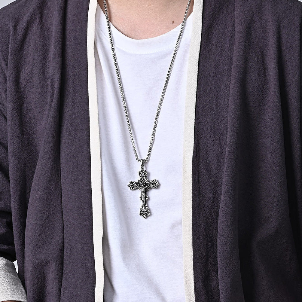 Gothic Cross Jesus Pendant