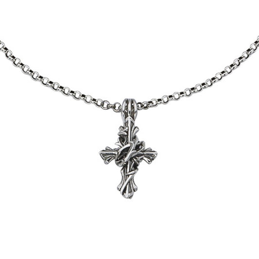 925 Sterling Silver Vine Cross Pendant