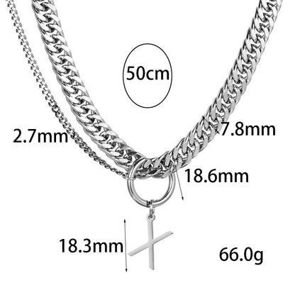 Double Chain Titanium Steel Chunky Chain Necklace