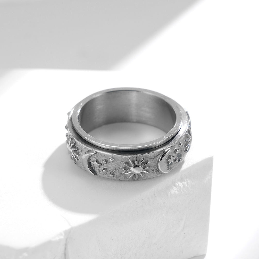 Sun Moon Star Spinner Ring