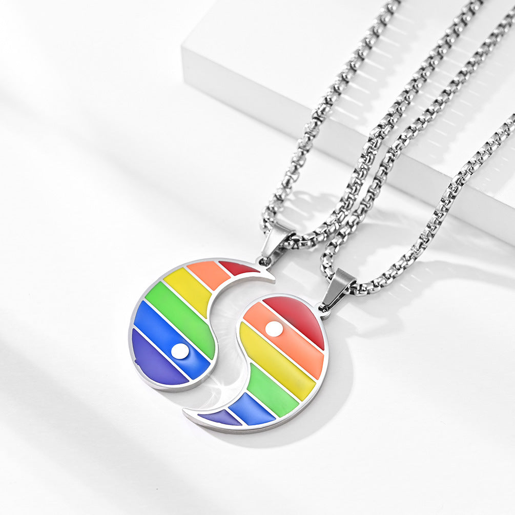 Rainbow Flag Tai Chi Yin Yang Pendant