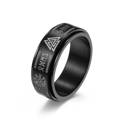 Viking Rune Thor's Hammer Valknut Spinner Ring