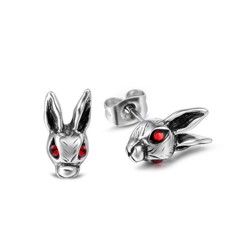 Rabbit Red Diamond Eye Earrings