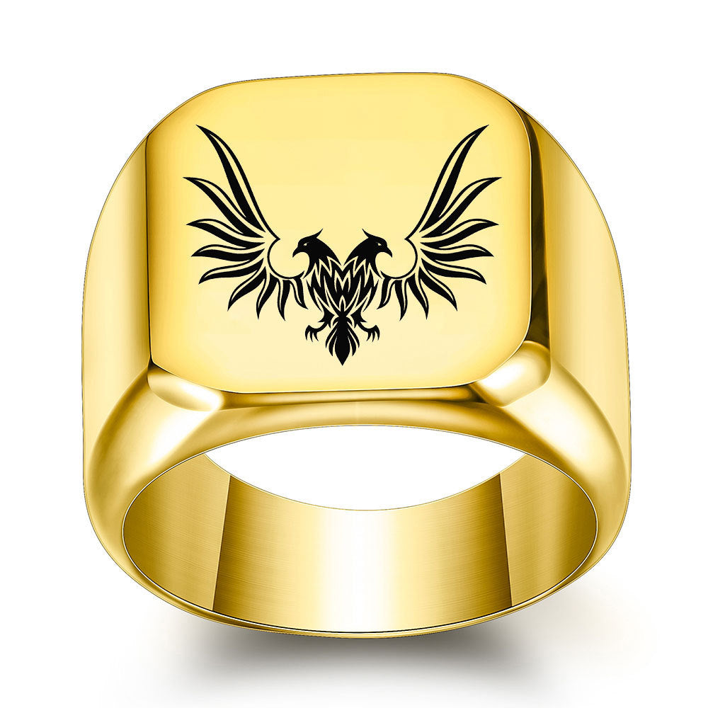 Punk Square Double Eagle Ring