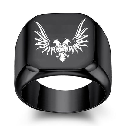 Punk Square Double Eagle Ring