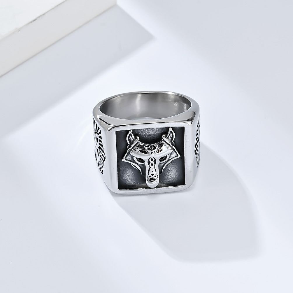 Nordic Celtic Knot Wolf Ring