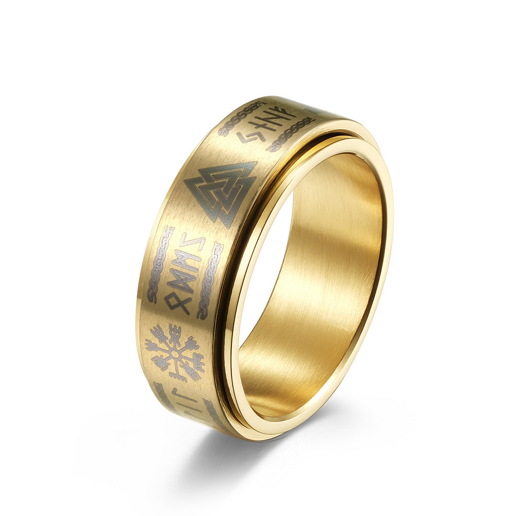 Viking Rune Thor's Hammer Valknut Spinner Ring