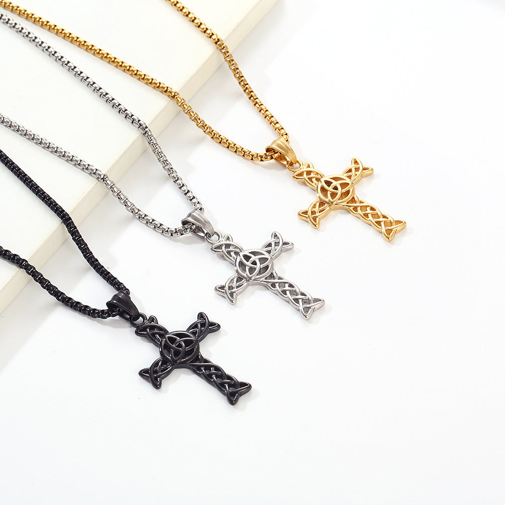 Celtic Knot Cross Cutout Necklace