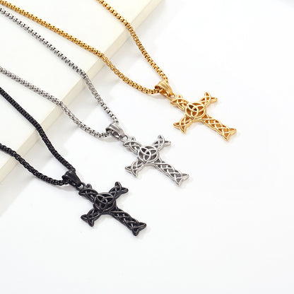 Celtic Knot Cross Cutout Necklace