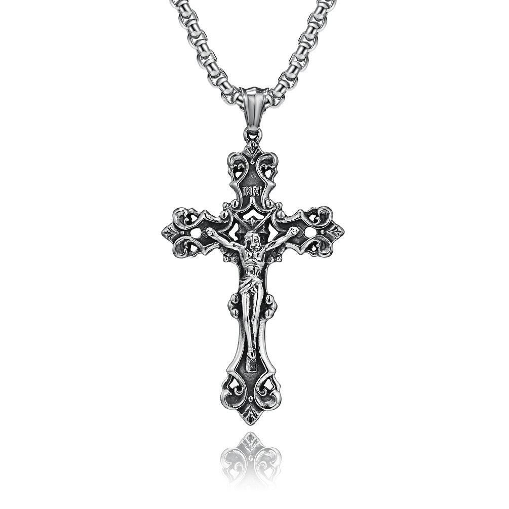 Gothic Cross Jesus Pendant