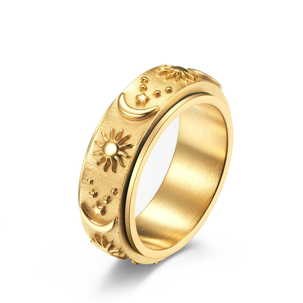 Sun Moon Star Spinner Ring