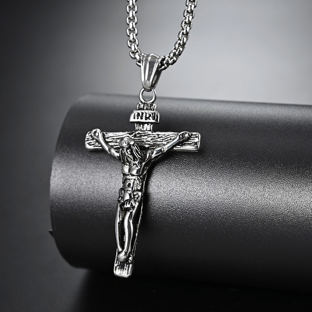 Retro Cross Jesus Pendant