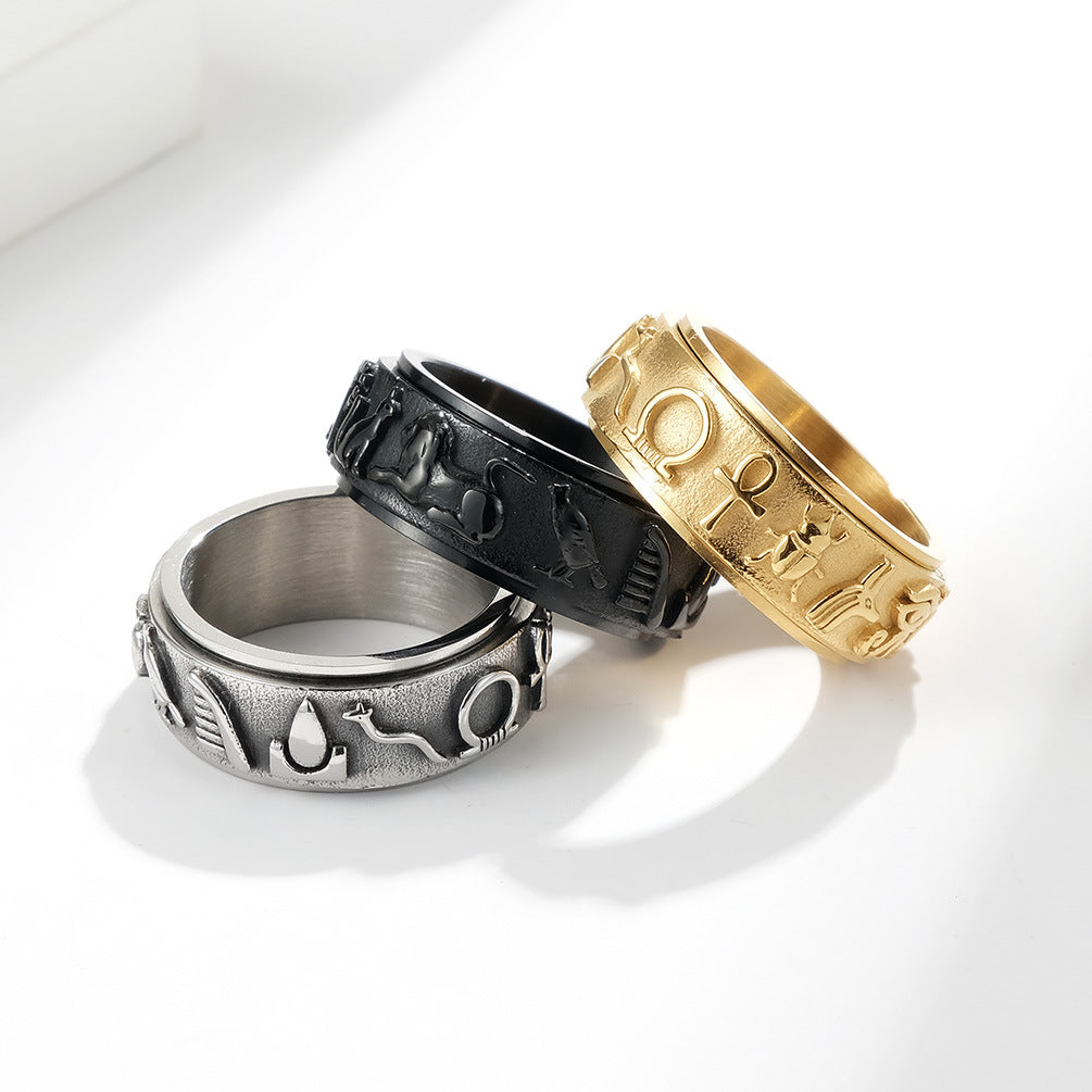 Ancient Egyptian Symbols Rotating Ring_5 GiftBB.com