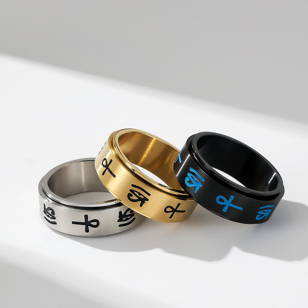 Ankh Cross Eye of Horus Spinning Ring_4 GiftBB.com