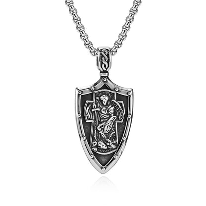 Archangel Saint Michael Shield Necklace_4 GiftBB.com