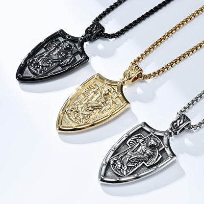 Archangel Saint Michael Shield Necklace_5 GiftBB.com