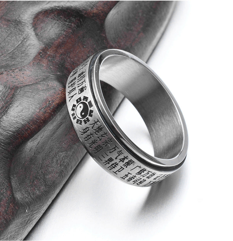 Chinese Mantra Yin Yang Tai Chi Spinner Ring GiftBB.com