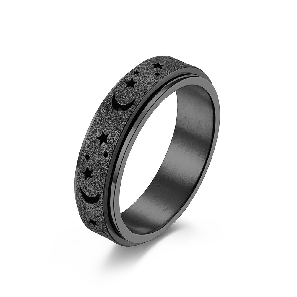 Frosted Hollow Moon Star Spinner Ring GiftBB.com