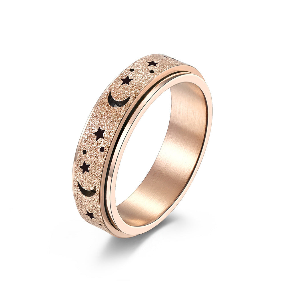 Frosted Hollow Moon Star Spinner Ring GiftBB.com