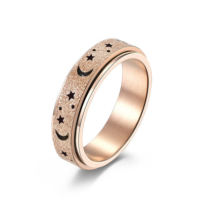 Frosted Hollow Moon Star Spinner Ring GiftBB.com
