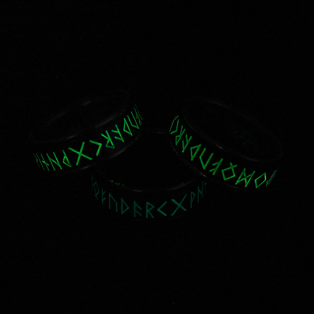 Nordic Viking Rune Luminous Rotating Ring GiftBB.com