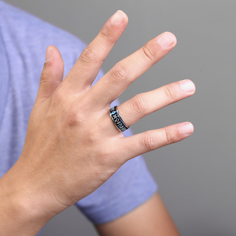 Nordic Viking Rune Luminous Rotating Ring GiftBB.com