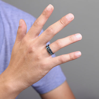 Nordic Viking Rune Luminous Rotating Ring GiftBB.com