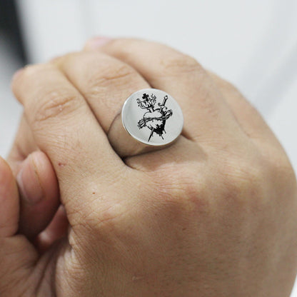 Punk Heart Sword Thorns Cross Ring GiftBB.com