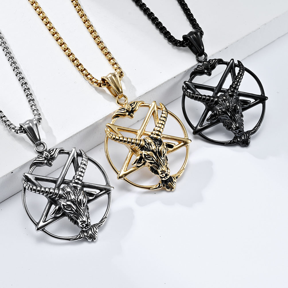 Satan Goat Pentagram Pendant GiftBB.com