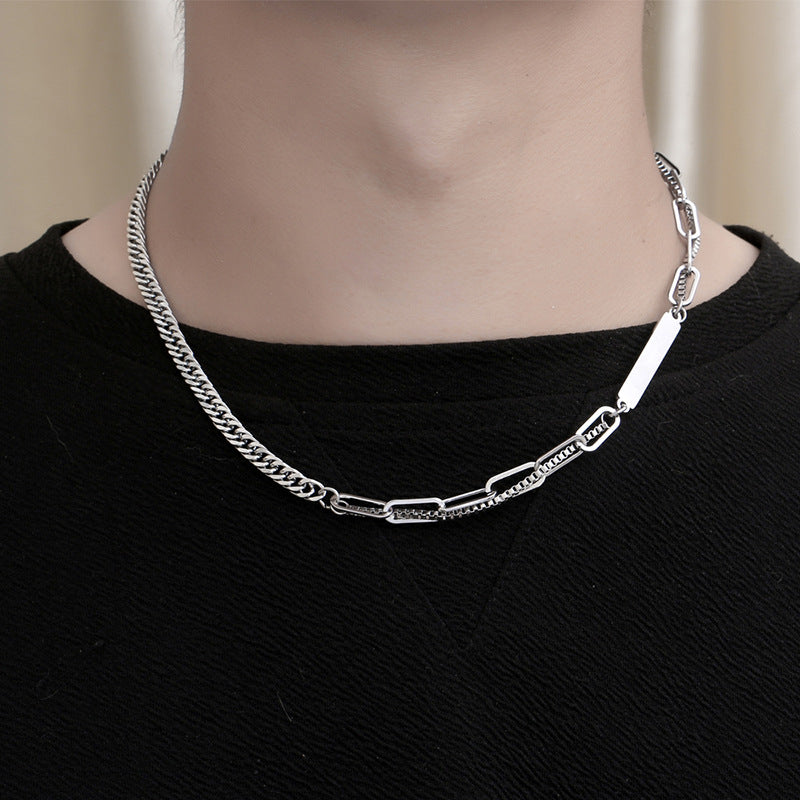 Spliced Double Chain Titanium Steel Necklace GiftBB.com