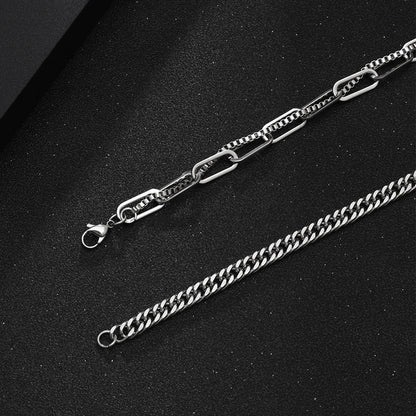 Spliced Double Chain Titanium Steel Necklace GiftBB.com