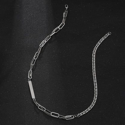 Spliced Double Chain Titanium Steel Necklace GiftBB.com