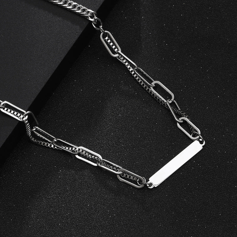 Spliced Double Chain Titanium Steel Necklace GiftBB.com