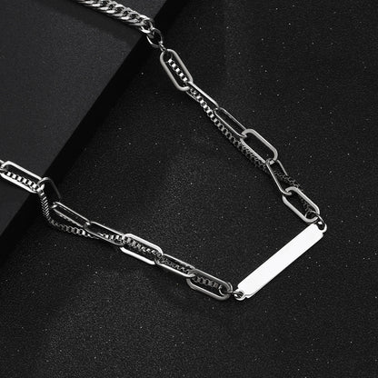 Spliced Double Chain Titanium Steel Necklace GiftBB.com