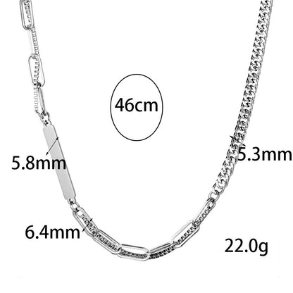 Spliced Double Chain Titanium Steel Necklace GiftBB.com