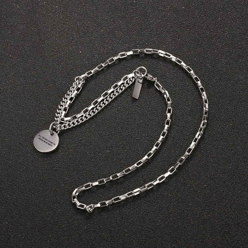Spliced Double Layer Titanium Steel Necklace GiftBB.com