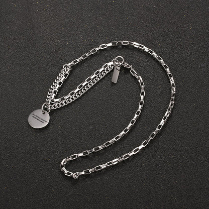 Spliced Double Layer Titanium Steel Necklace GiftBB.com