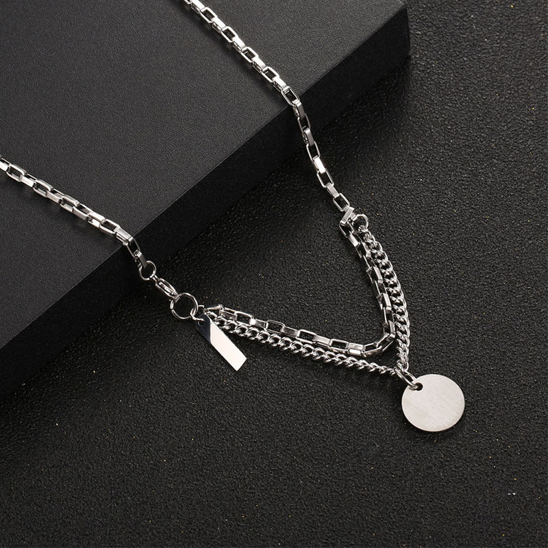 Spliced Double Layer Titanium Steel Necklace GiftBB.com