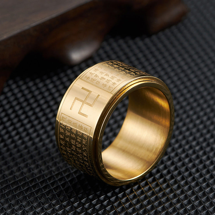 卍 Swastika Prajna Heart Sutra Spinner Ring_3 GiftBB.com