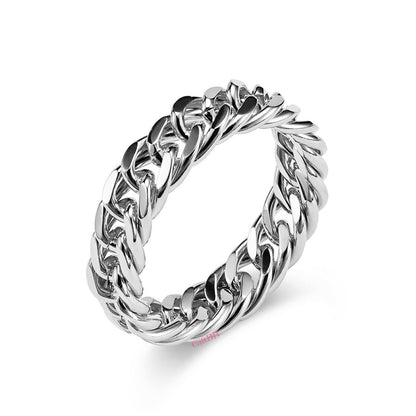 Titanium Steel Cuban Chain Ring - GiftBB.com