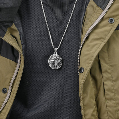 Valknut Nordic Wolf Head Necklace GiftBB.com