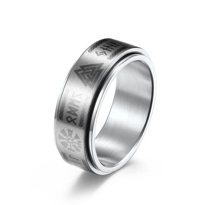 Viking Rune Thor's Hammer Valknut Spinner Ring GiftBB.com