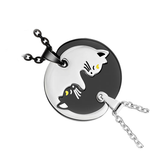 White And Black Cat Couple Pendant_1 GiftBB.com