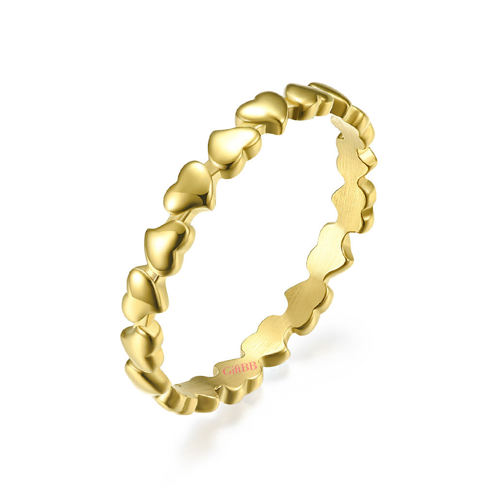Women's Simple Heart-shaped Titanium Pinky Ring - GiftBB.com