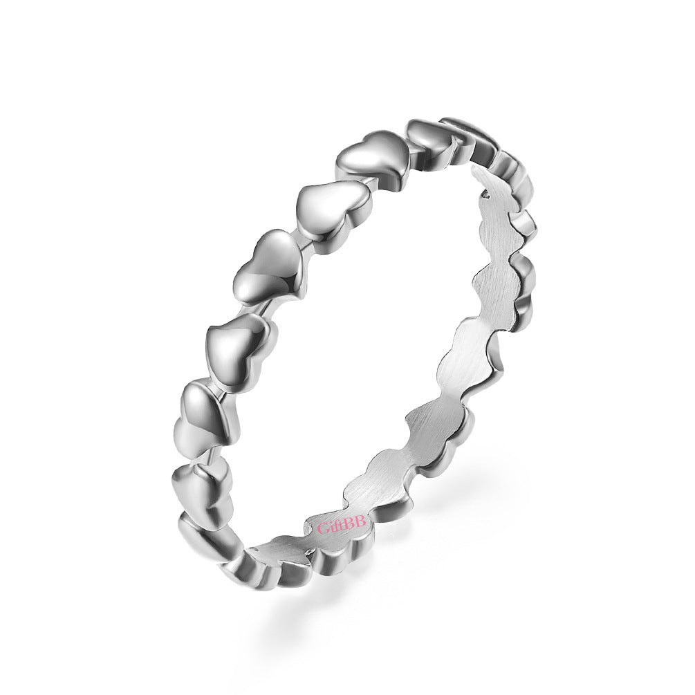 Women's Simple Heart-shaped Titanium Pinky Ring - GiftBB.com