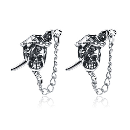 Skull Sword Chain Earrings