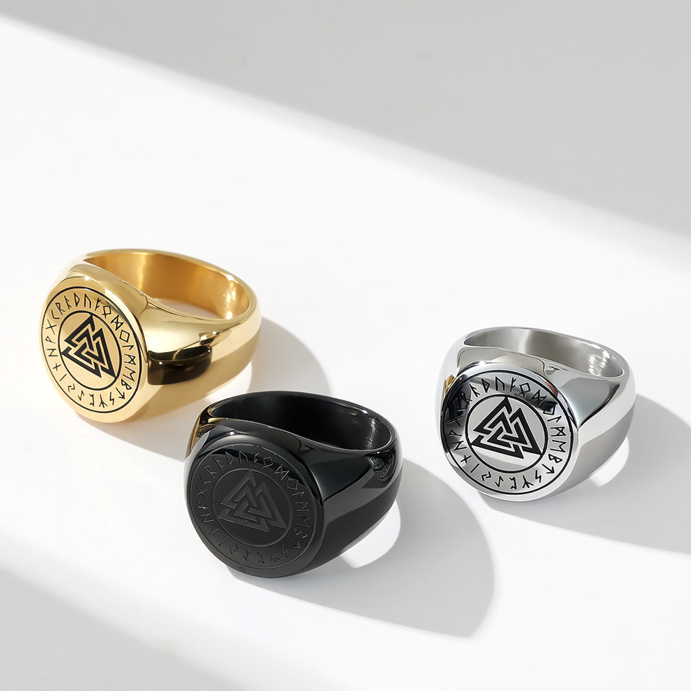 Norse Valknut Signet Ring