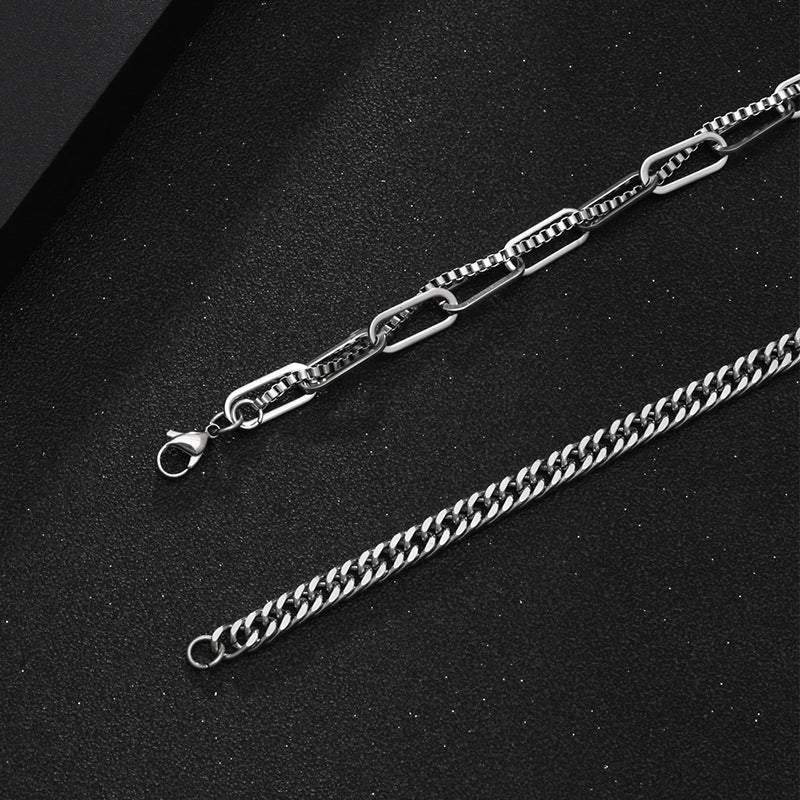 Spliced Double Chain Titanium Steel Necklace