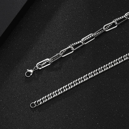 Spliced Double Chain Titanium Steel Necklace