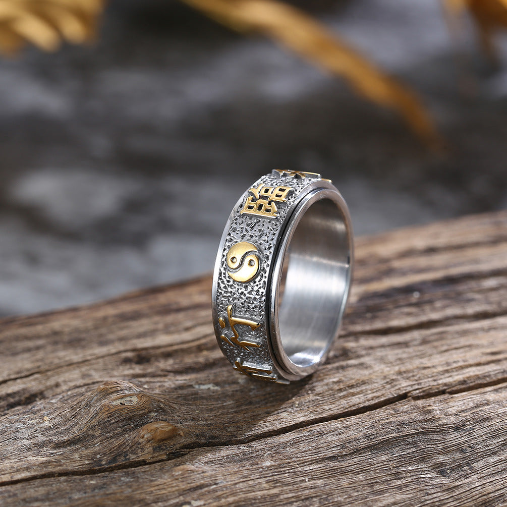 Nine-character Tai Chi Spinner Ring